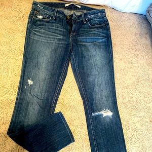 Joe’s jeans, cigarette fit with rip in left knee